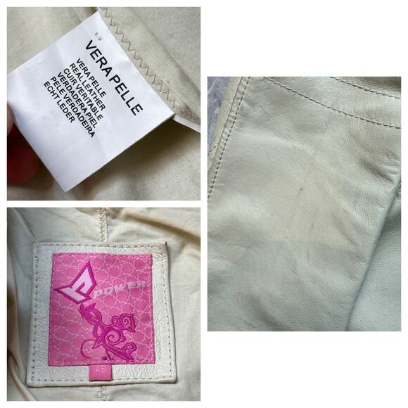 Vintage 90s fitted white leather moto jacket (S/M) - Picture 9 of 9